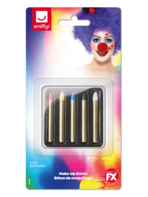 Smiffys Make-Up FX, Face/Body Paint Sticks, Multi-