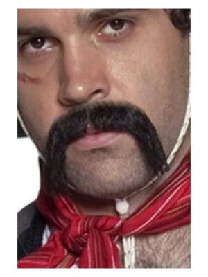 Authentic Western Mexican Handlebar Moustache, Bla