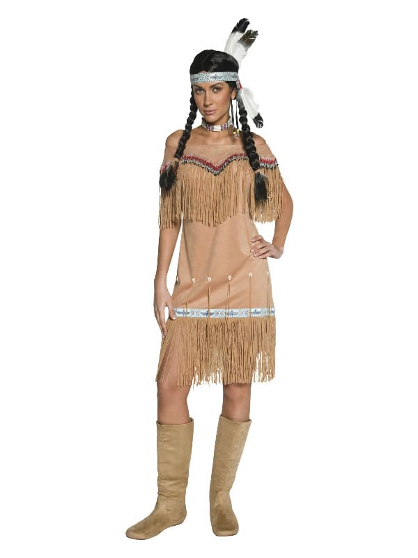 DeluxeNative American Inspired Lady Costume, Beige