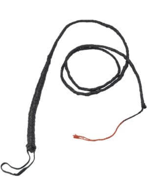 Long Bull Whip, Black, Real Leather