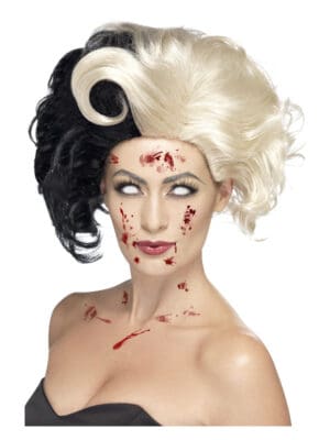 Deluxe Evil Madame Wig, Black & Blonde