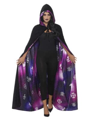 Deluxe Reversible Galaxy Ouija Cape, Black & Purpl