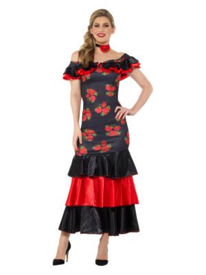 Flamenco Lady Costume, Black & Red