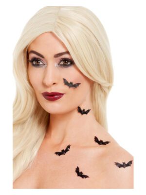 Smiffys Make-Up FX, 3D Bat Stickers, Black