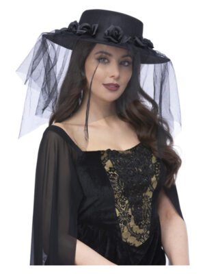 Gothic Black Widow Funeral Hat