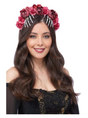 Red Rose & Skeleton Hand Headband