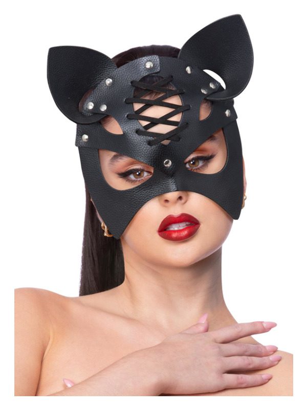 Fever Black Mock Leather Cat Mask