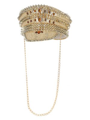 Fever Deluxe Sequin Studded Captains Hat, Gold