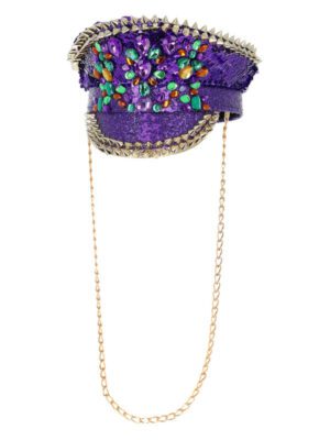 Fever Deluxe Sequin Studded Captains Hat, Purple