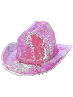 Fever Deluxe Sequin Cowboy Hat, Iridescent Pink