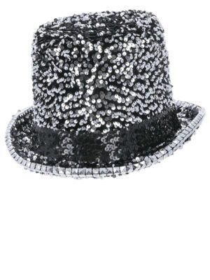 Fever Deluxe Felt & Sequin Top Hat, Silver