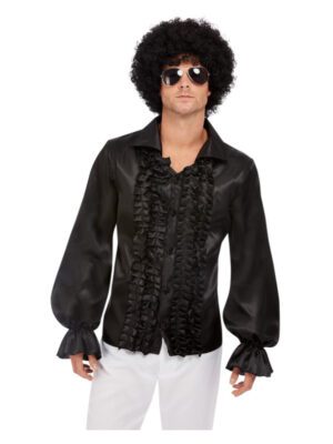 60's Ruffled Shirt, Black