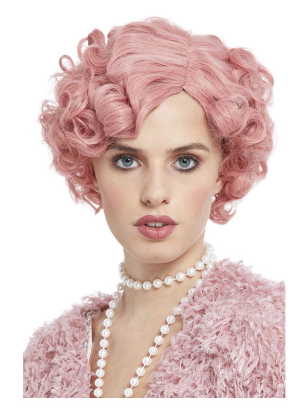 Deluxe 20s Flirty Flapper Wig, Pastel Pink