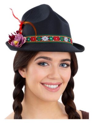 Dirndl Trenker Hat, with Feathers & Flowers