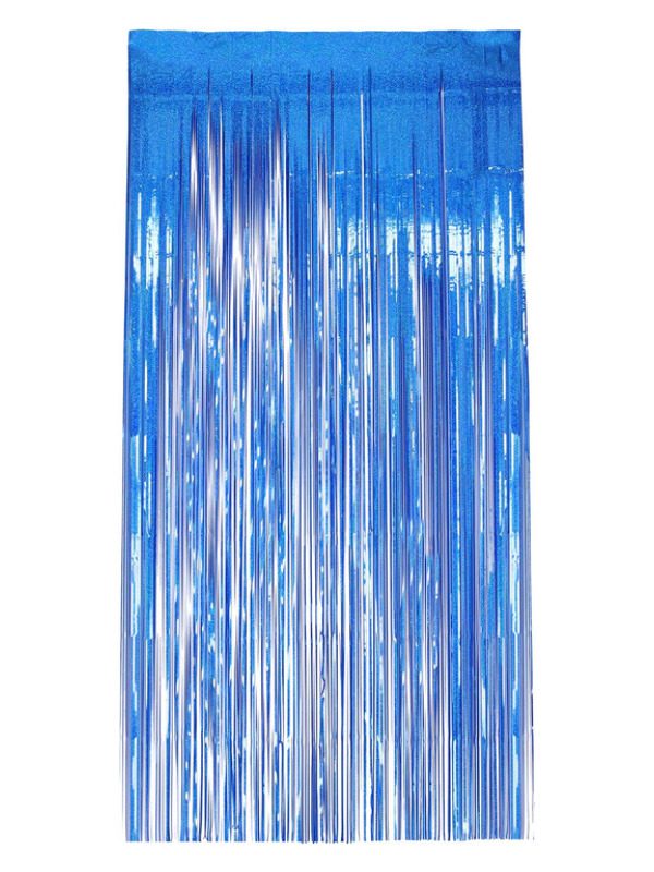 Holographic Foil Curtain Backdrop, Blue