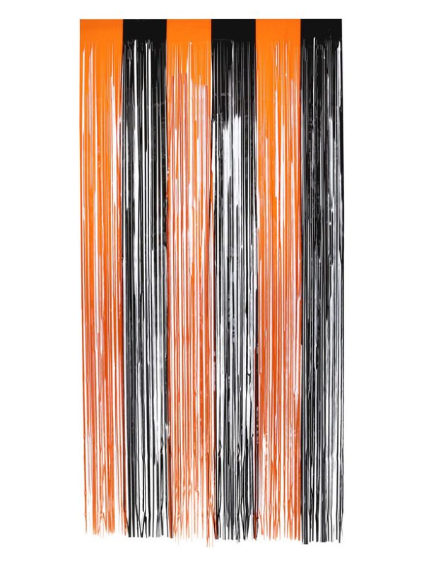 Matt Fringe Curtain Backdrop, Orange & Black