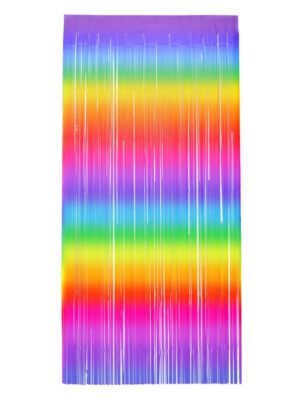 Matt Fringe Curtain Backdrop, Rainbow Stripe