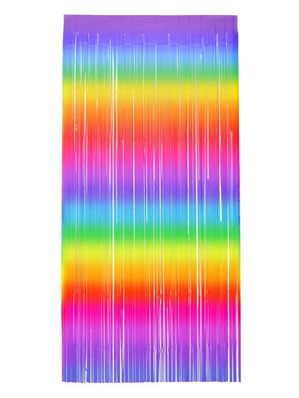 Matt Fringe Curtain Backdrop, Rainbow Stripe