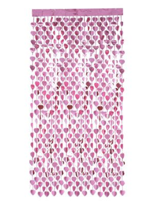 Heart Foil Curtain Backdrop, Pink