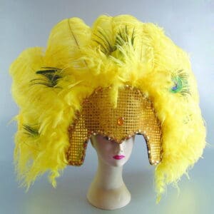 feather headdress yellow ostrich